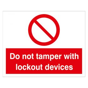 Red/White Lockout Sign - 'Do Not Tamper with Lockout Devices'