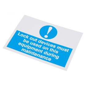 10 x Adhesive Labels - 'Lockout Devices Must Be Used'